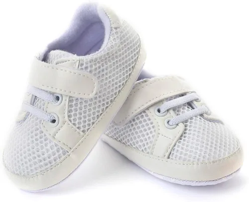 Vista 3 de Clowora Zapatos para bebés y niñas con suela de goma antideslizante, zapatos de cuna para recién nacidos, mocasines planos.