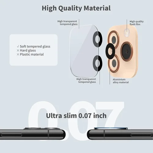 Vista 3 de LucBuy Protector de lente de cámara para iPhone XR Convert to iPhone 11, película de vidrio templado transparente ultra fina, cubierta protectora