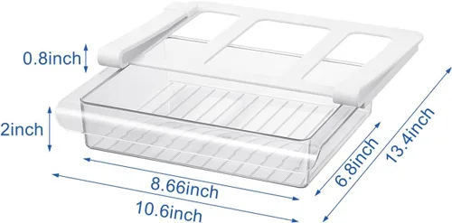 Vista 2 de Organizador extraíble de cajones para refrigerador, contenedores de almacenamiento debajo del estante para organización de refrigerador para frutas