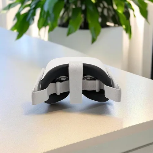 Vista 4 de Correa de repuesto para auriculares Oculus Quest 2, diadema para Meta Quest 2 PC de realidad virtual accesorios VR con 1 par de tapas de agarre