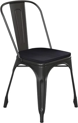 Vista 9 de Flash Furniture Perry - Silla apilable comercial para interiores y exteriores con asiento de poliestireno, marco de metal dorado envejecido, asiento