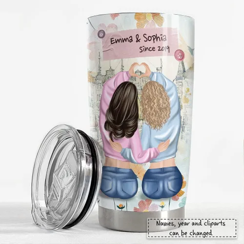Vista 2 de SANDJEST Vaso Personalizado para Mejores Amigas Para Mis Mejores Amigas Vasos de 20oz 30oz con Tapa Regalo para Mejores Amigas Mujer Niña Amistad
