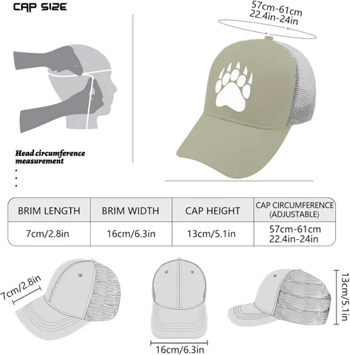 Vista 4 de Gorra de béisbol para papá, diseño de The Bear's Tracks, sombreros vintage para mujer