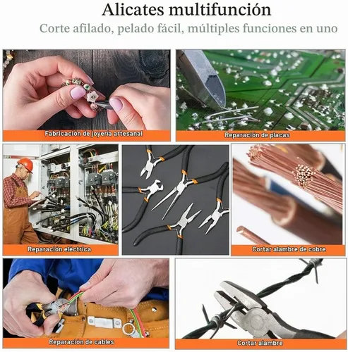 Vista 6 de SOONAN 5 Piezas Alicates Mini, Juego de Herramientas Duraderas Cortadores de Cables – Punta de Aguja Larga, Nariz Larga, Alicate de Punta Curvada
