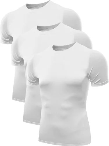 Vista 11 de NELEUS Paquete de 3 camisetas de entrenamiento de capa base de compresión atlética para hombre 5011# Paquete de 3: Negro