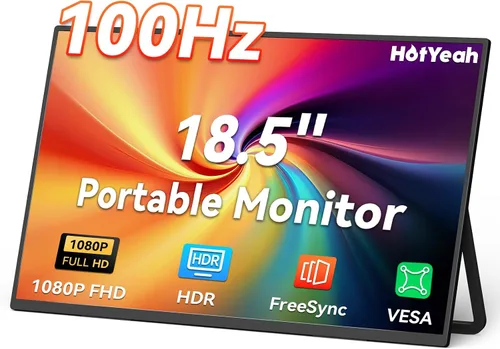 Vista 9 de HotYeah Monitor portátil, 15.6 pulgadas 1080P FHD monitor para laptop USB-C HDMI pantalla externa de computadora HDR FreeSync IPS con soporte