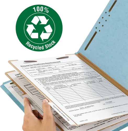 Vista 4 de Carpetas de clasificación azules Smead para documentos, tamaño carta, expansión de 2 pulgadas, 2 divisores, tablero prensado duradero para archivos