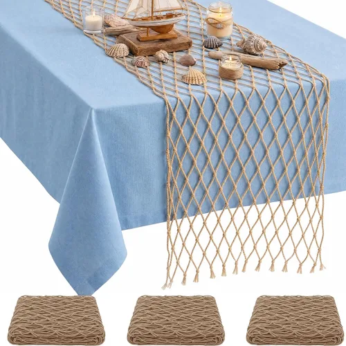 Vista 11 de SATINIOR 6 piezas de red de pesca de 12 x 108 pulgadas, decoración de Natural