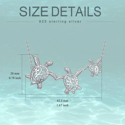 Vista 5 de Hammerhead SharkTurtle Filigree FamilyStarfishCrab Necklace Sterling Silver Sea Animal Beach Necklace for Women Girls
