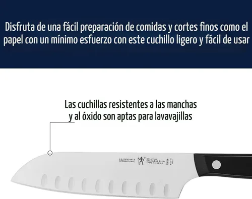Vista 5 de HENCKELS Solution Razor-Sharp - Juego de cuchillos Santoku de 5 pulgadas, cuchillo Santoku de 7 pulgadas, diseño alemán informado por más de 100