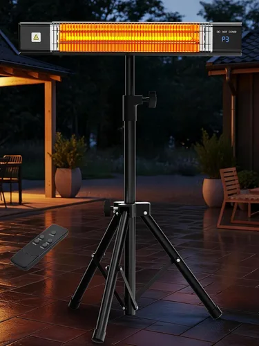 Vista 9 de Uthfy Calentador eléctrico para patio al aire libre, calentador infrarrojo de 1500 W con temporizador de 24 horas, control remoto, impermeable