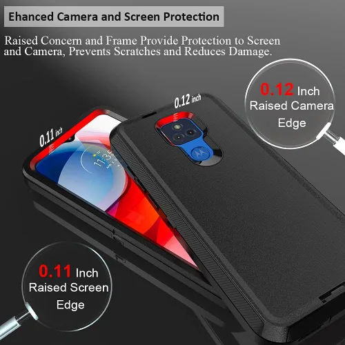 Vista 3 de TENCO Funda compatible con Moto G Play 2021 con protectores de pantalla, resistente, a prueba de golpes, protección de cuerpo completo, funda