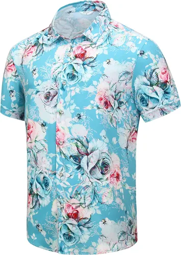 Vista 48 de SheLucki - Camisa hawaiana para hombre, unisex, de manga corta, con botones, para la playa y el verano, ropa casual estampada con sombra de palmas