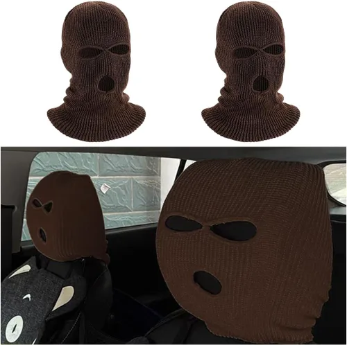 Vista 16 de 2 fundas para reposacabezas de automóvil, divertida máscara de cara completa personalizada para asiento de automóvil, máscara de esquí, protección