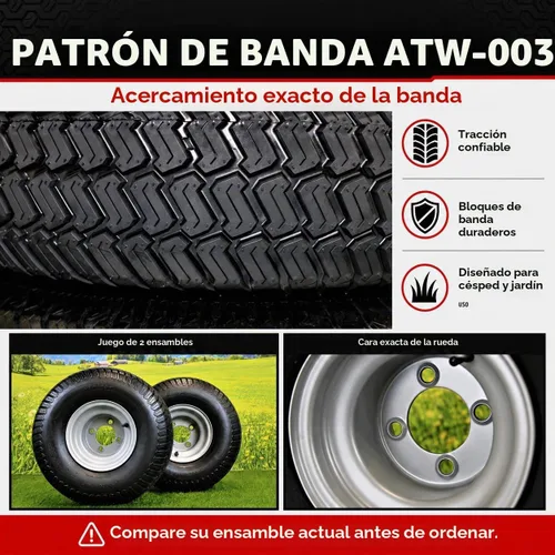 Vista 3 de Antego - Juego de 2 neumáticos y ruedas para Husqvarna/Poulan, 20x10.00-8