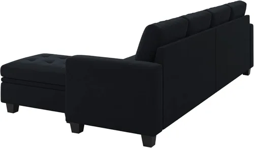 Vista 9 de Belffin Sofá seccional reversible de terciopelo con diván convertible en forma de L de 4 asientos, sofá seccional con almacenamiento otomano