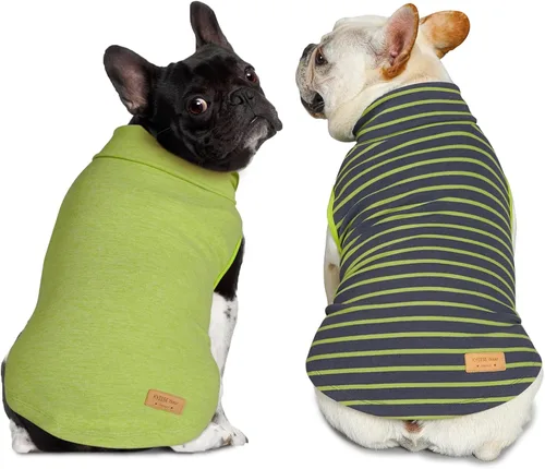 Vista 13 de KYEESE Paquete de 2 suéteres para perro, abrigo para mascotas, cuello alto, ropa elástica para perros, suéteres súper suaves para perros pequeños 1#