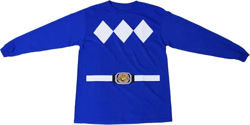 Vista 5 de Mad Engine Mighty Morphin Power Rangers - Camiseta de manga larga para disfraz de Halloween para niños y jóvenes Azul
