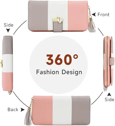 Vista 5 de Carteras RFID para mujer con múltiples ranuras para tarjetas y compartimento para teléfono celular