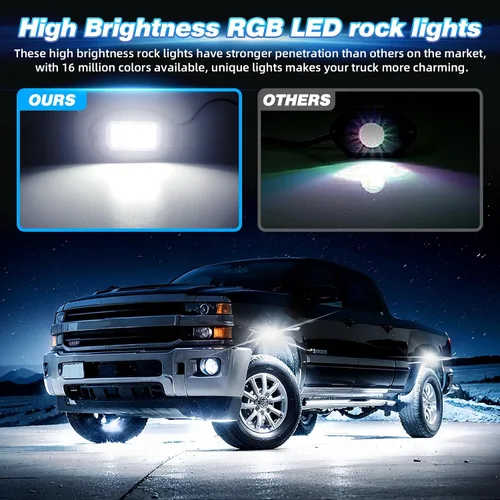 Vista 3 de 6 cápsulas de luces LED de aleación para UTV, ATV, carrito de golf, camioneta RZR todoterreno, kit de neón RGB multicolor impermeable actualizado