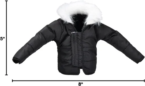 Vista 5 de E-TING Ropa de Santa Abrigo Negro de Plumón Accesorios de Navidad para Muñeca Elfo