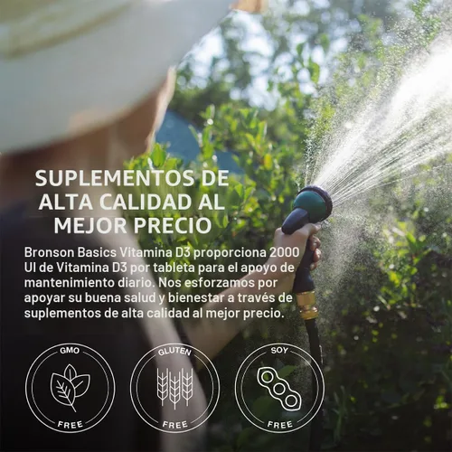 Vista 4 de Bronson Vitamina D3 2000 UI (50mcg) Sin OGM, 360 tabletas