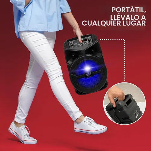 Vista 6 de Pyle Altavoz Bluetooth recargable de 240 W para exteriores, sistema PA portátil con subwoofer de 6.5 pulgadas, tweeter de 1 pulgada, micrófono