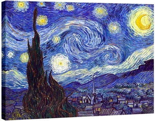 Vista 8 de Wieco Art Impresión en Lienzo de Noche Estrellada de Van Gogh Reproducción de Pinturas al Óleo Impresión en Lienzo Moderna Obra de Arte Imágenes