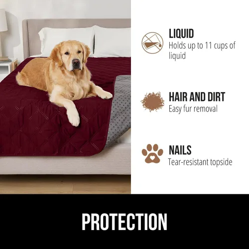Vista 5 de GORILLA GRIP® Manta impermeable para perro, funda de sofá a prueba de fugas para perros, parte trasera de agarre de silicona, protege el sofá