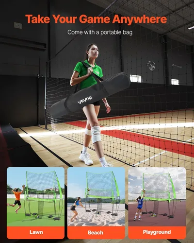 Vista 6 de VEVORAdjustable Height Badminton Net Set for Backyard Beach Lawn, Outdoor Portable Volleyball Net with Carrying Bag, 4 Square Quick Assemble Game