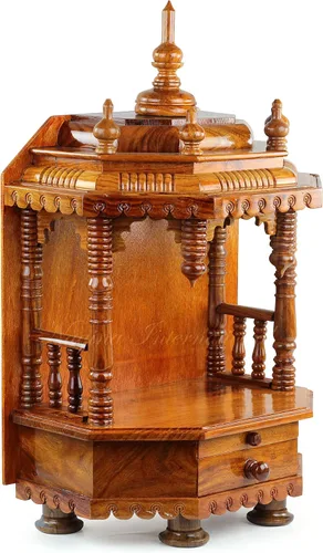 Vista 8 de Nagina International Templo de madera hecho a mano premium Mandir indio de madera Madir de madera de Sheesham (barniz oscuro)