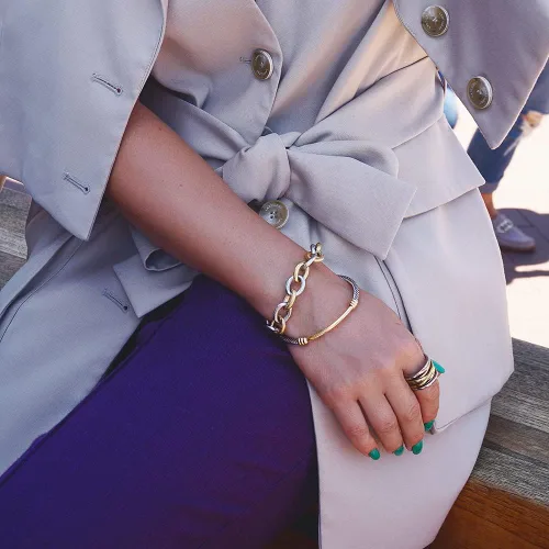 Vista 9 de WISTIC Gold Bracelet Bangle for Women Girls Silver Mixible Cable Wire Cuff Twisted Chunky Polished Bracelet for Girls Stainless Steel Vintage Jewelry