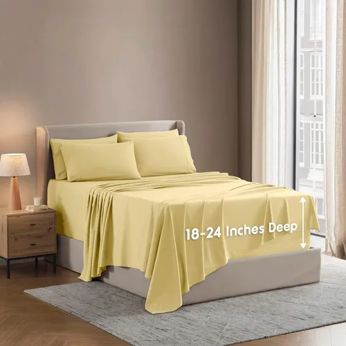 Vista 42 de Nestl - Juego de sábanas de bolsillo extraprofundo y de microfibra suave, 7 piezas, sábanas y fundas de almohada resistentes a la decoloración