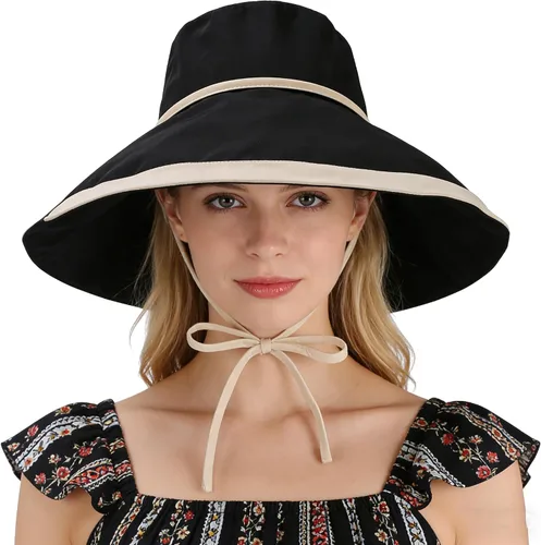 Vista 9 de Sombrero de sol de ala ancha UPF 50+ para mujer, transpirable, con protección UV, plegable para la playa al aire libre Beige