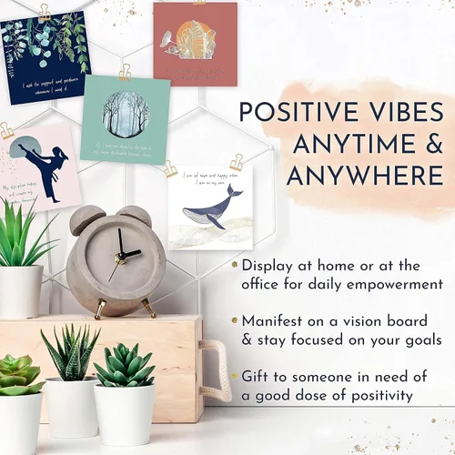 Vista 5 de RYVE 52 tarjetas de afirmación positiva para mujeres, indicaciones de atención plena con citas inspiradoras para motivación diaria y meditación