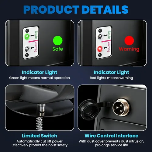 Vista 6 de NEWTRY Polipasto eléctrico Pro de 1,100 libras, cabrestante eléctrico 110v 120v, con 2 controles remotos inalámbricos, control remoto por cable