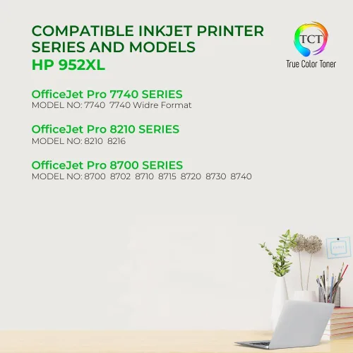 Vista 2 de TCT Cartucho de tinta 952XL, 4 unidades, repuesto compatible para HP 952XL F6U19AN L0S61AN L0S64AN L0S67AN funciona con impresoras HP OfficeJet 7740