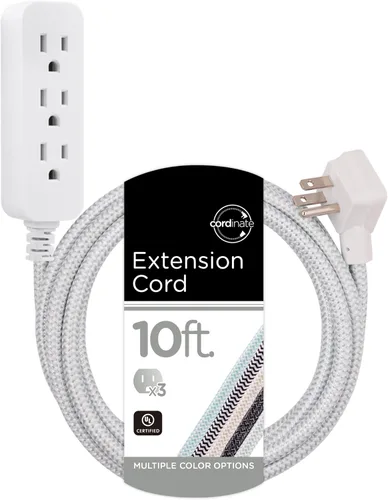 Vista 14 de Cordinate Cable de Extensión Regleta de 3 Enchufes Protector de Sobretensión Interior Calibre 16 245 Julios 10 Pies Cables de Extensión Trenzados