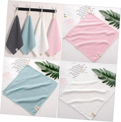 Vista 8 de 4 toallas cuadradas de secado rápido, toallas de baño de microfibra para niños, toallas pequeñas de secado rápido, toallas delicadas para la cara