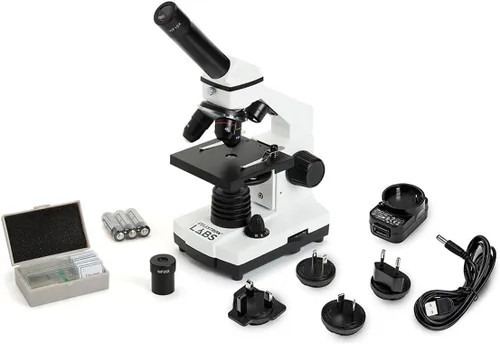 Vista 3 de Celestron Microscopio compuesto 44128 CL-CM800, aumento 40x-800x, blanco
