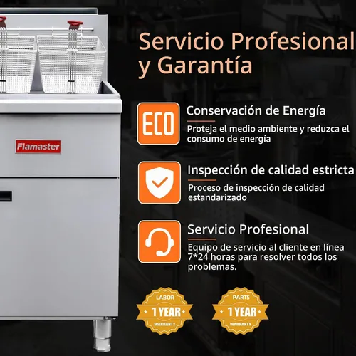 Vista 7 de Freidora de Piso Comercial a Gas con 2 Canastas, Freidora a Propano de Gas de 90000 BTU - Solo para Uso Comercial, Control de Temperatura