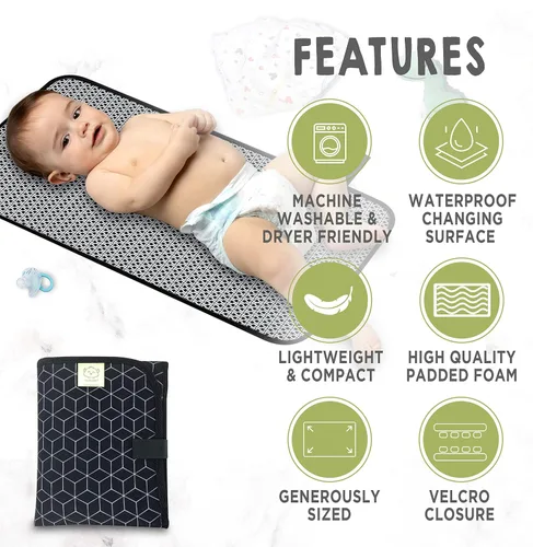 Vista 2 de KeaBabies Cambiador de pañales portátil y organizador de pañales para bebé, tapete cambiador plegable impermeable para bebés, organizador grande