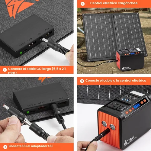 Vista 9 de Takki Generador Solar Portátil de 111Wh Estación de Energía con Panel Solar Plegable de 21W, Banco de Energía Cargador Solar de Pico de 120W