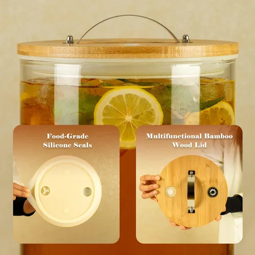 Vista 4 de L'ÉPICÉA Dispensador de bebidas, dispensador de bebidas de vidrio con soporte, dispensador de bebidas para fiestas, dispensador de bebidas