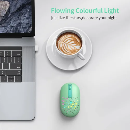Vista 2 de PryRose Mouse inalámbrico LED, mouse retroiluminado que cambia de color con carcasa de panal de abeja, 2.4 G, inalámbrico, recargable, ratones