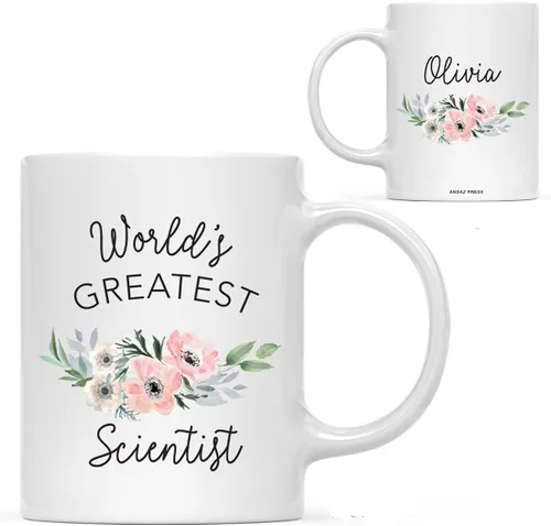 Vista 67 de Andaz Press Taza de café personalizada de 11 onzas, taza ejecutiva de relaciones públicas más grande del mundo, flor de anémona rosa, 1 paquete