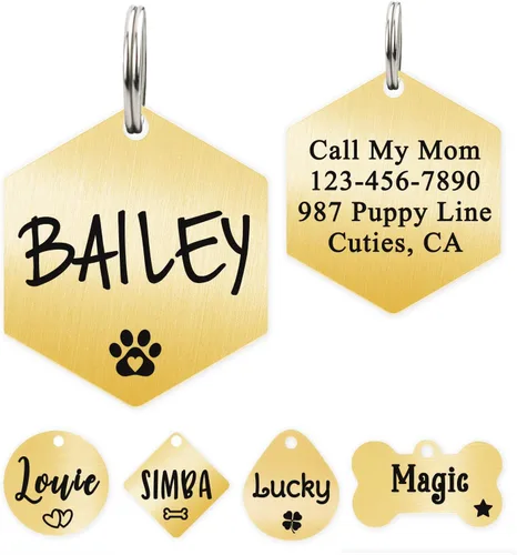 Vista 32 de Ultra Joys Etiqueta de identificación personalizada para perros y gatos
