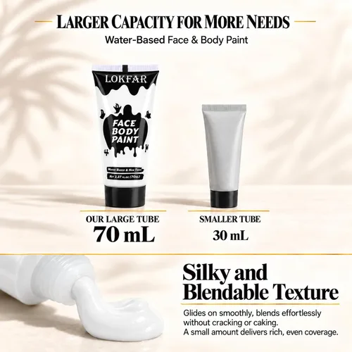 Vista 5 de Pintura corporal blanca para maquillaje de Halloween, crema a base de agua Blanco