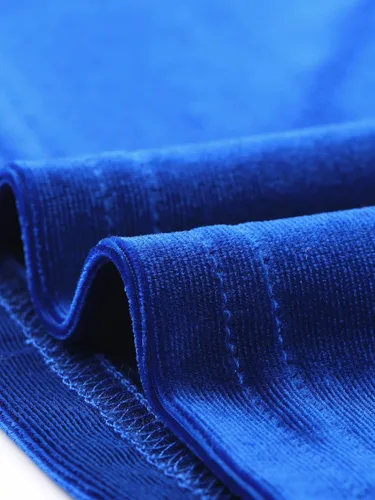 Vista 5 de Allegra K Blusa básica de terciopelo de manga larga con cuello alto para mujer