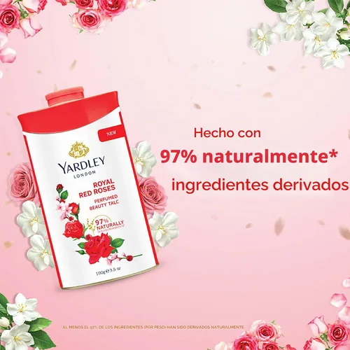 Vista 5 de Yardley Polvo desodorizante perfumado 100gm del talco del talco de Londres RED ROSE